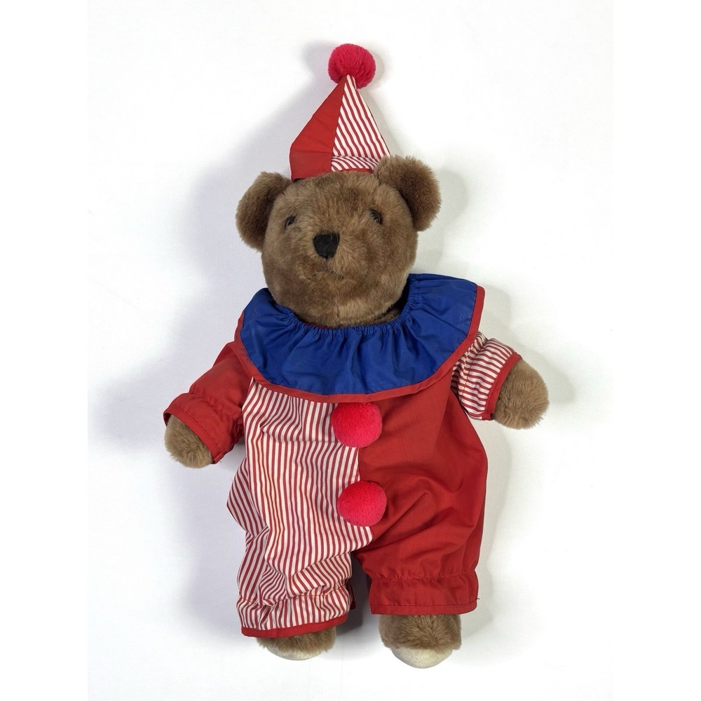1986 Vintage Clown Teddy Bear 20" Outfit & Hat Made in Korea